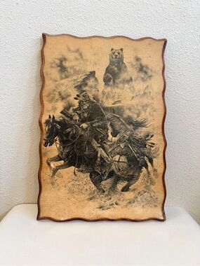 Bill O'Neill 1983 Awakened Giant At Cache Cave Trapper Grizzly Wood Wall Art